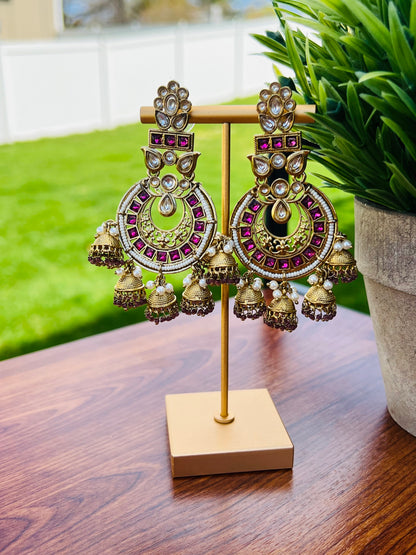 Esha Polki Multi Jhumki Earrings