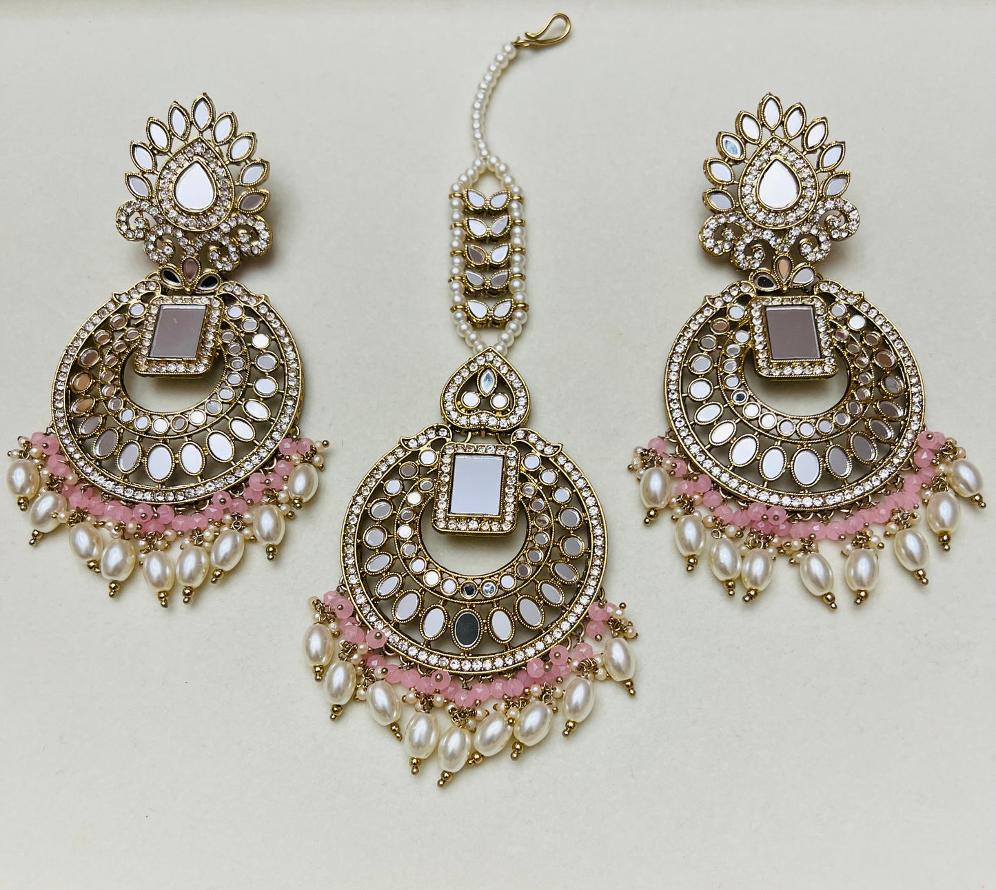 Saleha Mirror Earrings and Tikka Set