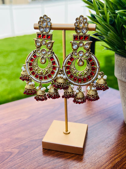 Esha Polki Multi Jhumki Earrings