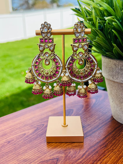 Esha Polki Multi Jhumki Earrings