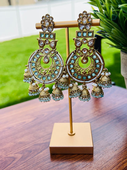 Esha Polki Multi Jhumki Earrings