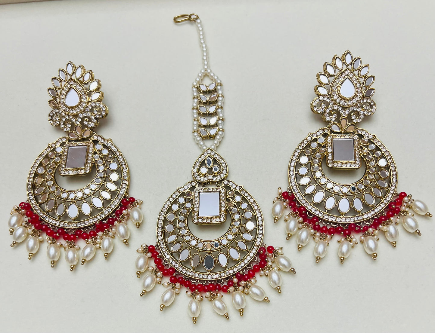 Saleha Mirror Earrings and Tikka Set