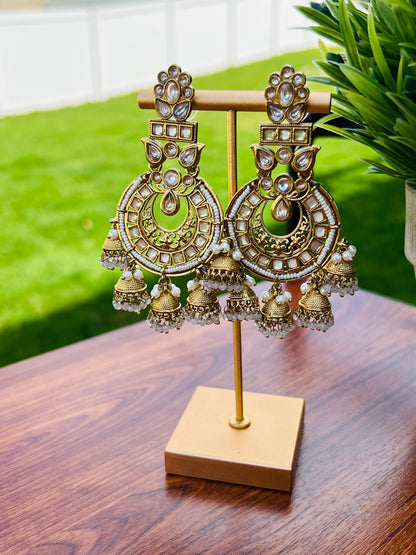 Esha Polki Multi Jhumki Earrings