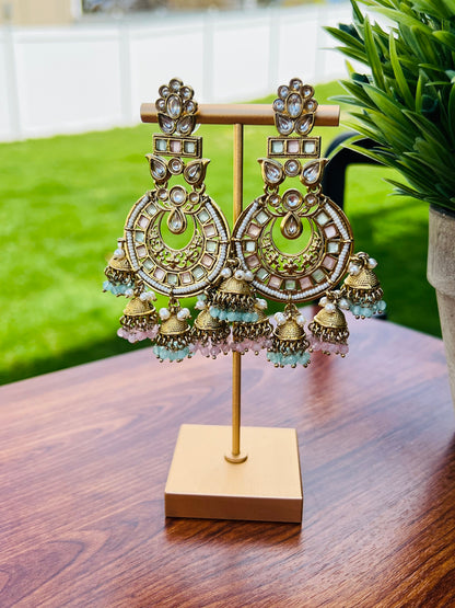 Esha Polki Multi Jhumki Earrings