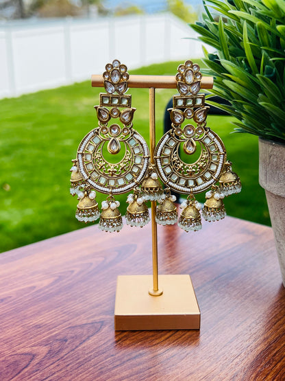 Esha Polki Multi Jhumki Earrings