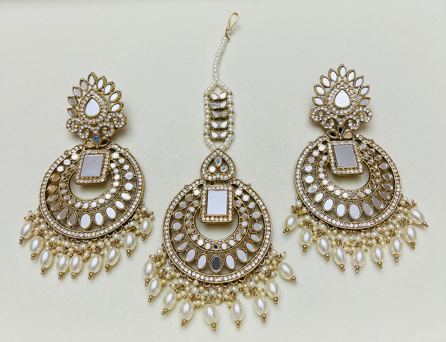 Saleha Mirror Earrings and Tikka Set