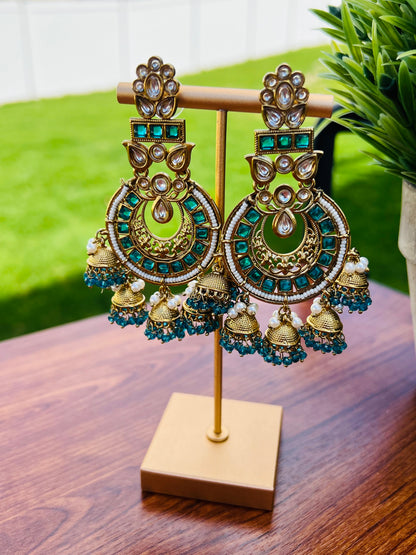 Esha Polki Multi Jhumki Earrings