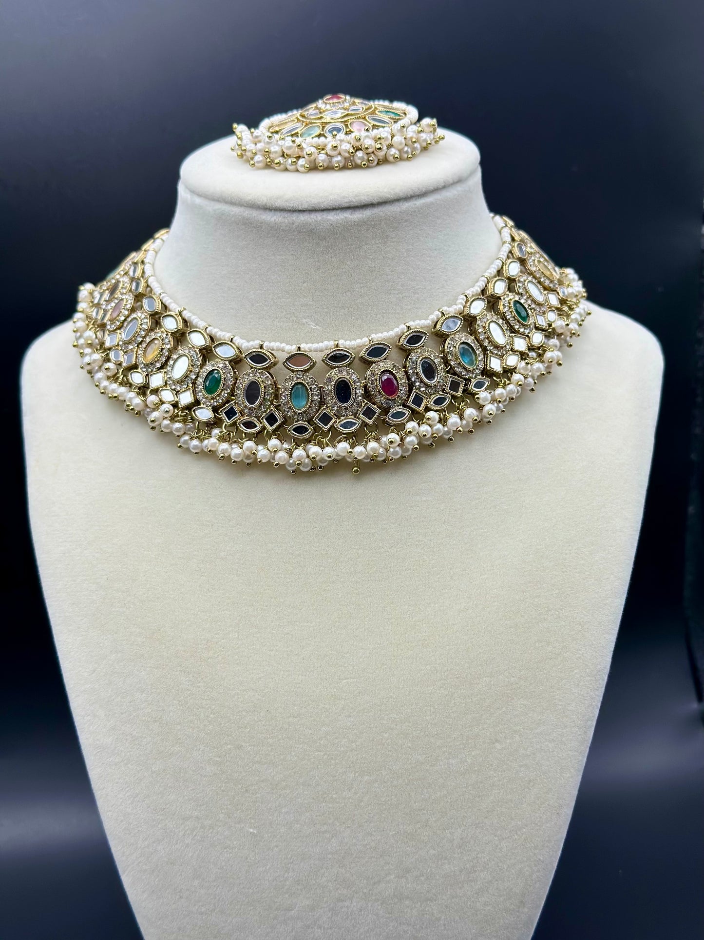 Anjali Necklace Set (Includes Earrings & Tikka)