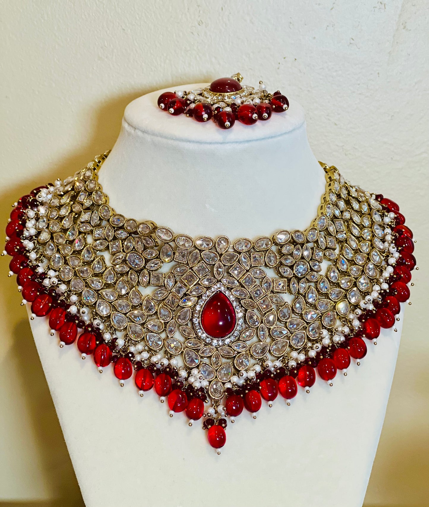 Rhea Bridal Necklace Set (Includes Earrings & Tikka)