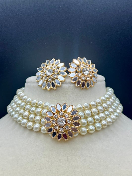 Urvashi Pearl Choker Set (Includes Earrings)