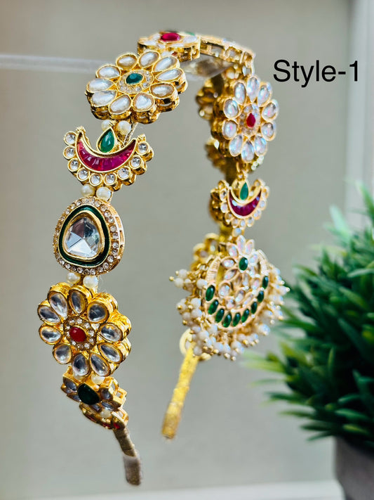 Kashvi Handmade Kundan Headband / Hairband Attached With Tikka